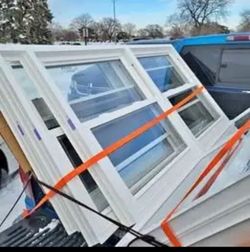 White Vinyl Double-Hung Windows - Like New