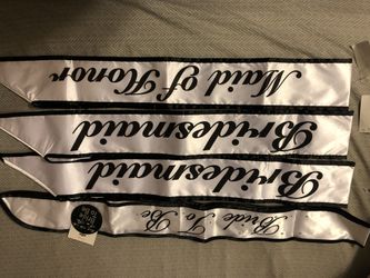 Bridesmaid, maid of honor, bride to be sashes