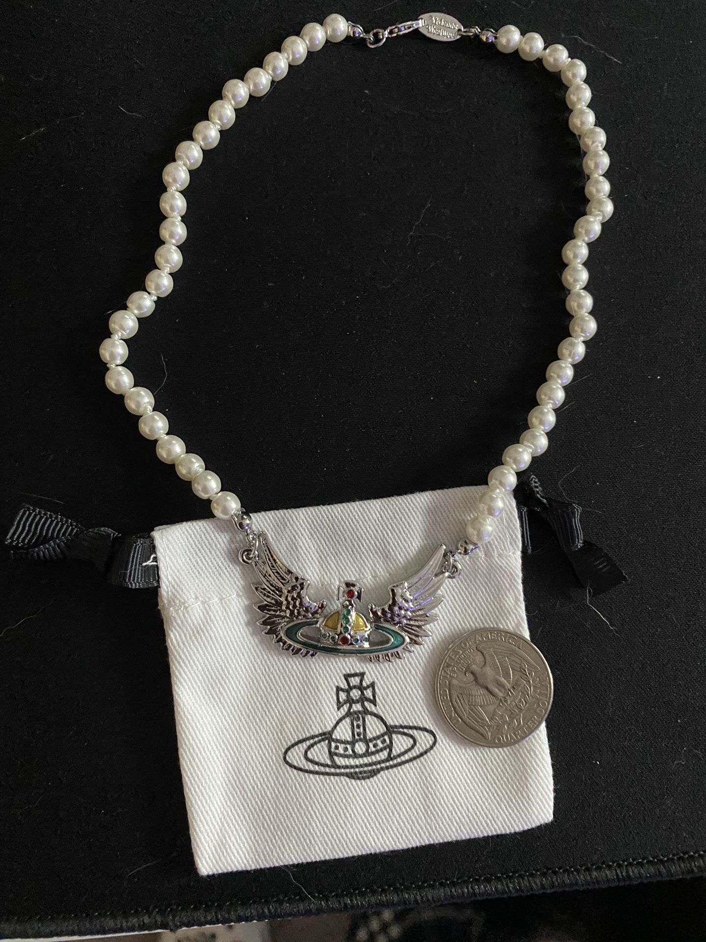 Vivienne Westwood Wing Orb Pearl Necklace outlet