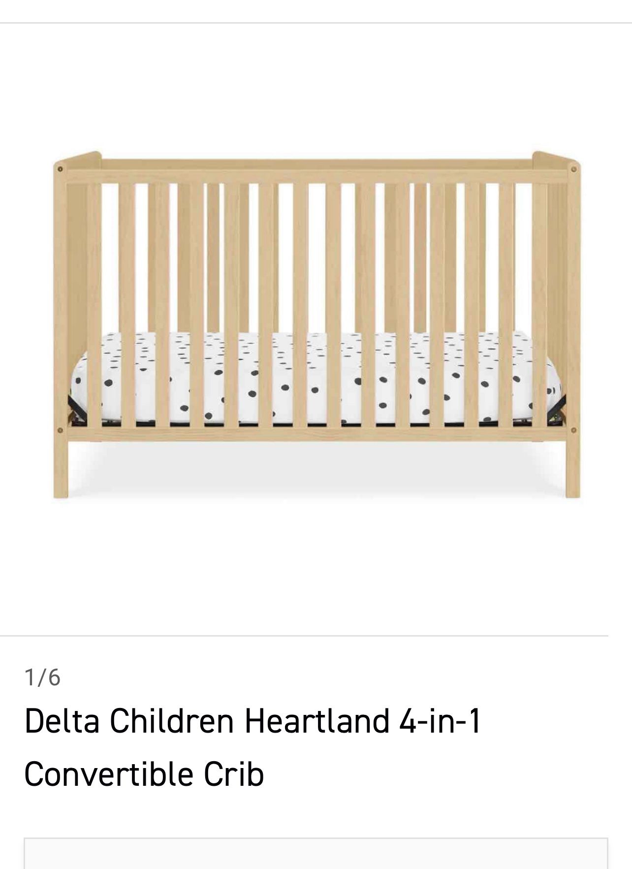 Delta Children Heartland 4in1 Convertible Crib Brown New In Box