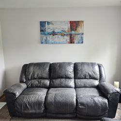 Gray Leather Recyling Sofa by Ashley