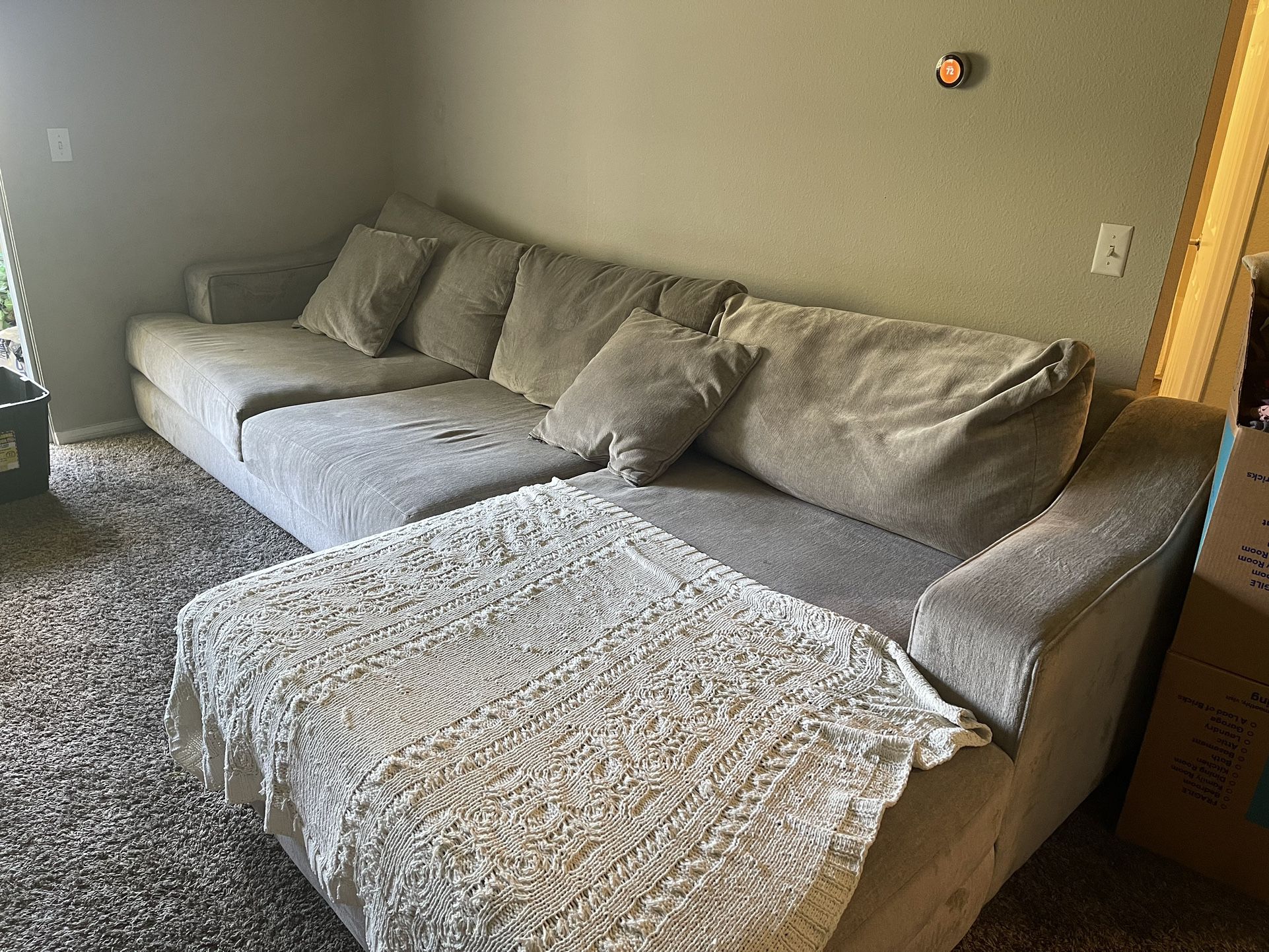 Couch , Living Spaces, Suade Grey 