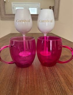 Pink Barbie Glass Mugs and plastic carnival wine cups