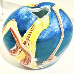 Vintage Art Glass Heart Vase