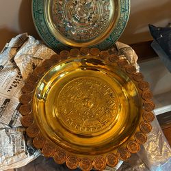 Brass Aztec Themed Plates
