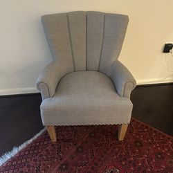 Gray Wing Back Chair 