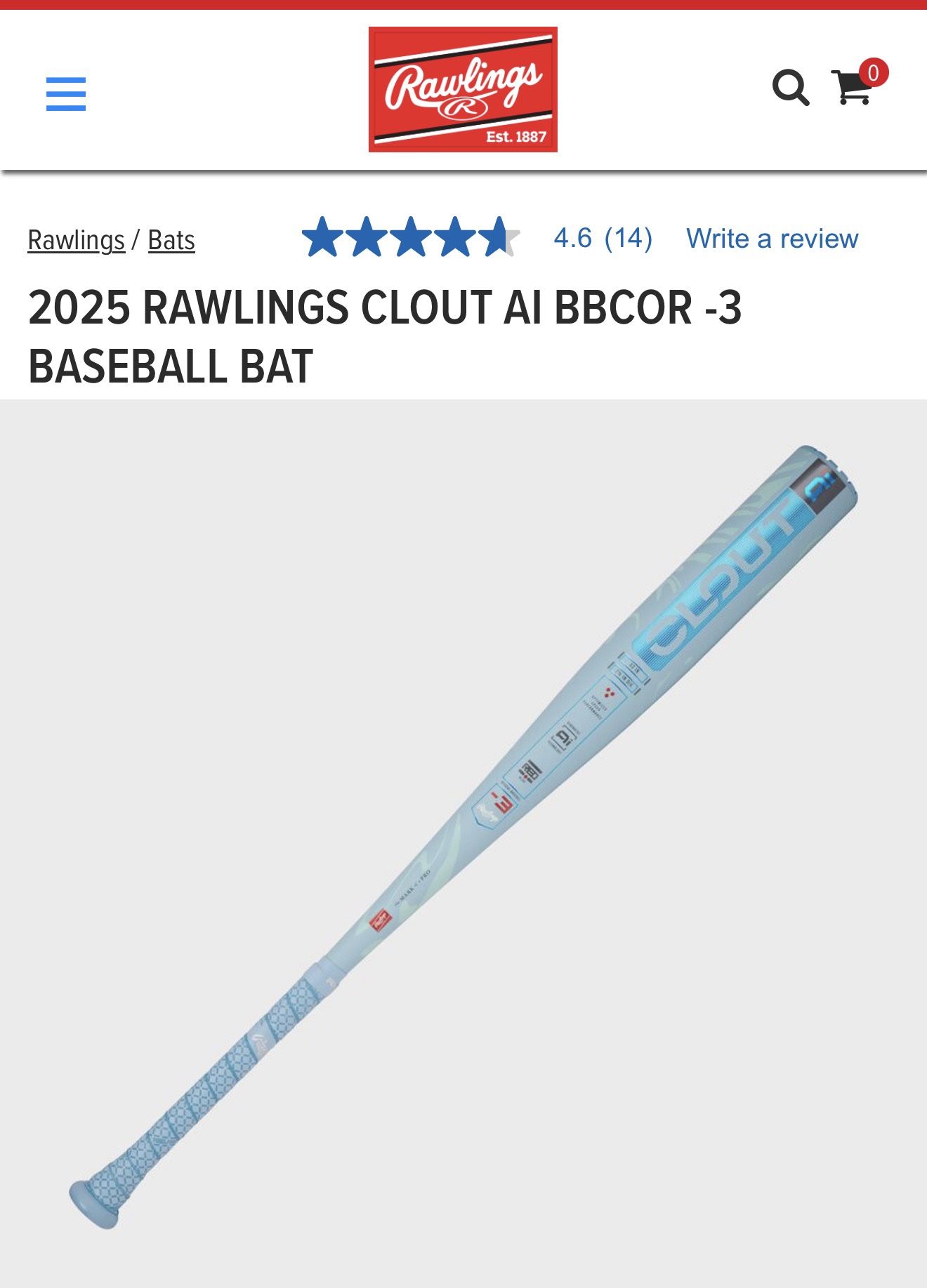 🔥 Brand New Rawlings Clout AI BBCOR (-3) 30” Baseball Bat – Still in Wrapper