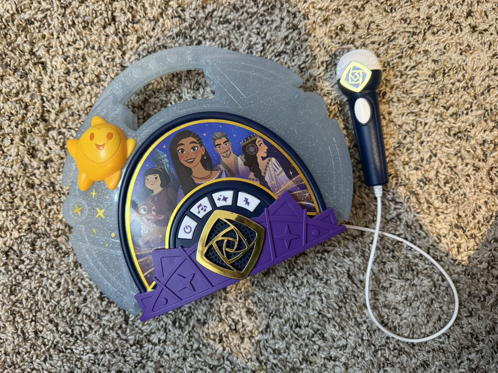 Disney Wish Sing Along Boombox with Bluetooth Real Mic Lights Built-in Music