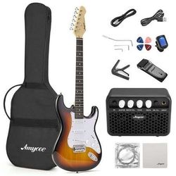 39 Inch Full Size AMYOVE AMY Electric Guitar Kit SolidBody 10 Three Single Effectors Beginner Starter with Amplifier Bag Capo Strap String Tuner Cable