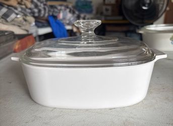 Vintage Corning Ware Cookmates just white 5 Quart Casserole Dish A-5-B & A-2-B Casserole Dish Square 2QT with Pyrex lids