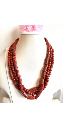 stunning vintage 3 strand Ethnic Indo/Tibet tribal Sherpa Coral  Necklace 20”inch & 178grams