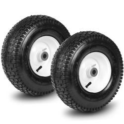 TAIFA 2 PCS 13” PNEUMATIC 5.00-6 RUBBER TIRES AND WHEELS REPLACEMENTS WITH 3/4” AXLE BNORE HOLE, INFLATED WHEEL FOR WHEEL BARROWS, LAWN MOWERS, GARDEN