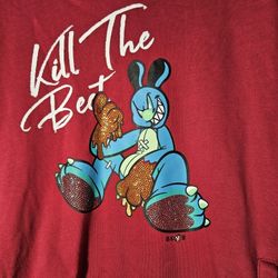 NWT BKYS Red Hoodie Size XL "Kill the Beat" Street Wear Rabbit with Rhinestones