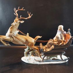 Lladro 1429 Winter Wonderland Deer & Sleigh