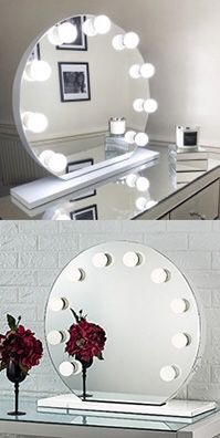 (NEW) $170 Round 28” Vanity Mirror w/ 10 Dimmable LED Light Bulbs, Hollywood Beauty Makeup USB Outlet