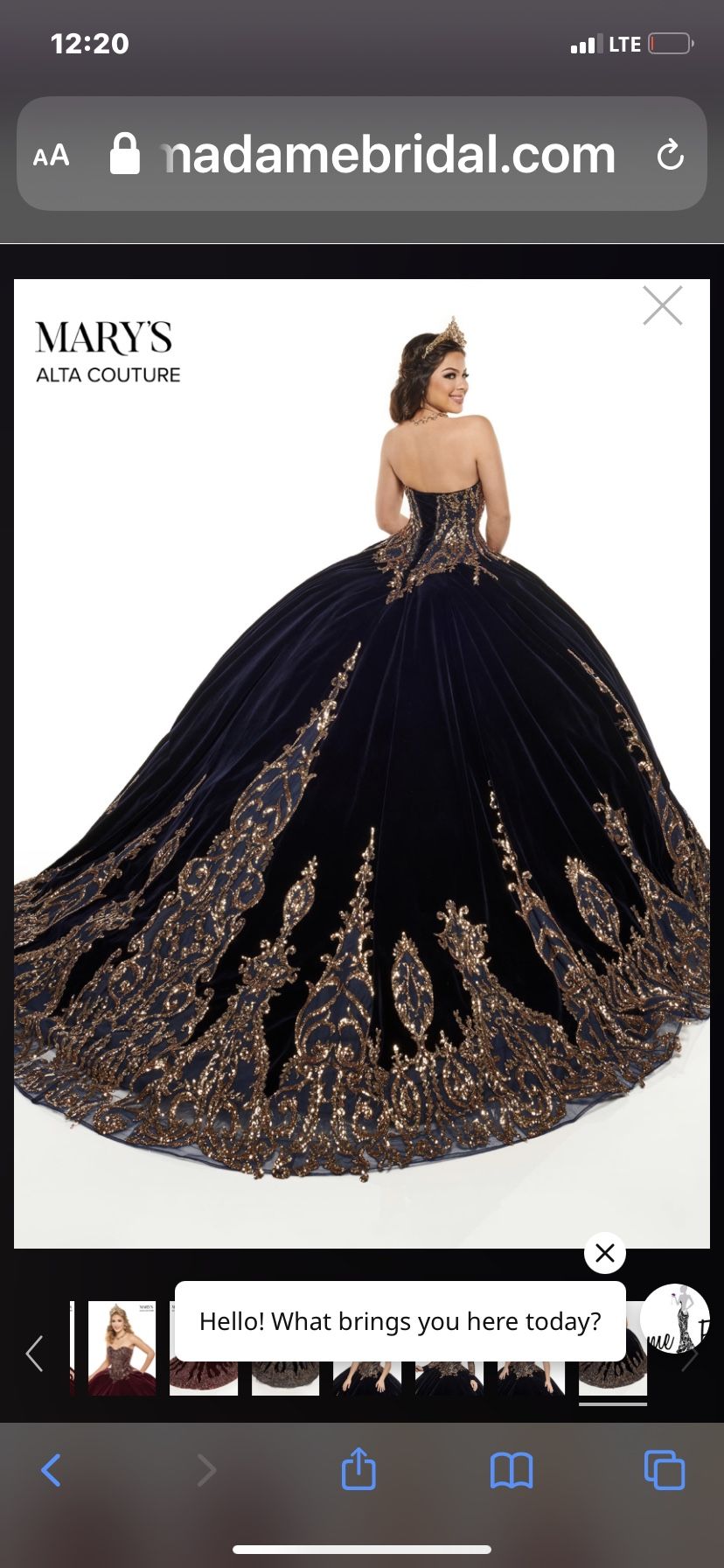 Vestido De XV Azul Marino Terciopelo M/L