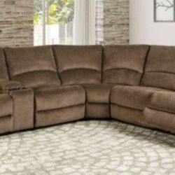 Brand New Brown Super Plush Power Reclining Sectional Sofa 