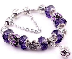 Purple crown European style bracelet
