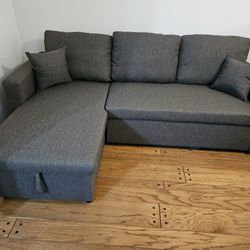 Brand New 2 Pcs Sofa Pull Out Bed With Storage Chaise $449 FREE LOCAL DELIVERY & SET UP 