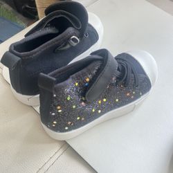 New…. Toddler Girl Glitter High tops Flats Sneakers Straps 
