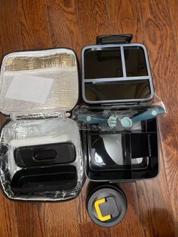 Bento Lunch Box with 8oz Soup Thermo and Insulated Lunch Bag, Kids Leakproof Lunch Food Containers with 5 Compartment, Boys Girls Thermo Hot Food Jar 
