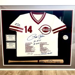 Pete Rose Autographed Jerseys, Signed Pete Rose Inscripted Jerseys