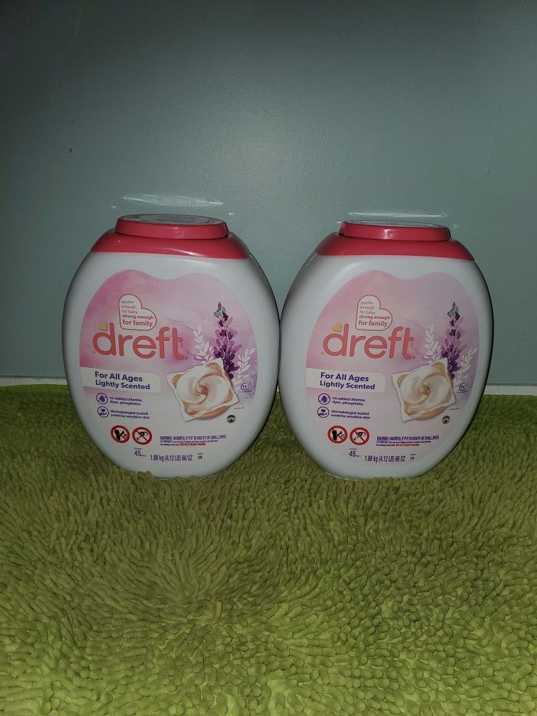 2 Dreft Laundry Detergent 45pacs