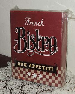 SEALED NEW BISTRO BON APPETIT PLAQUE PICTURE ART WALL DECOR