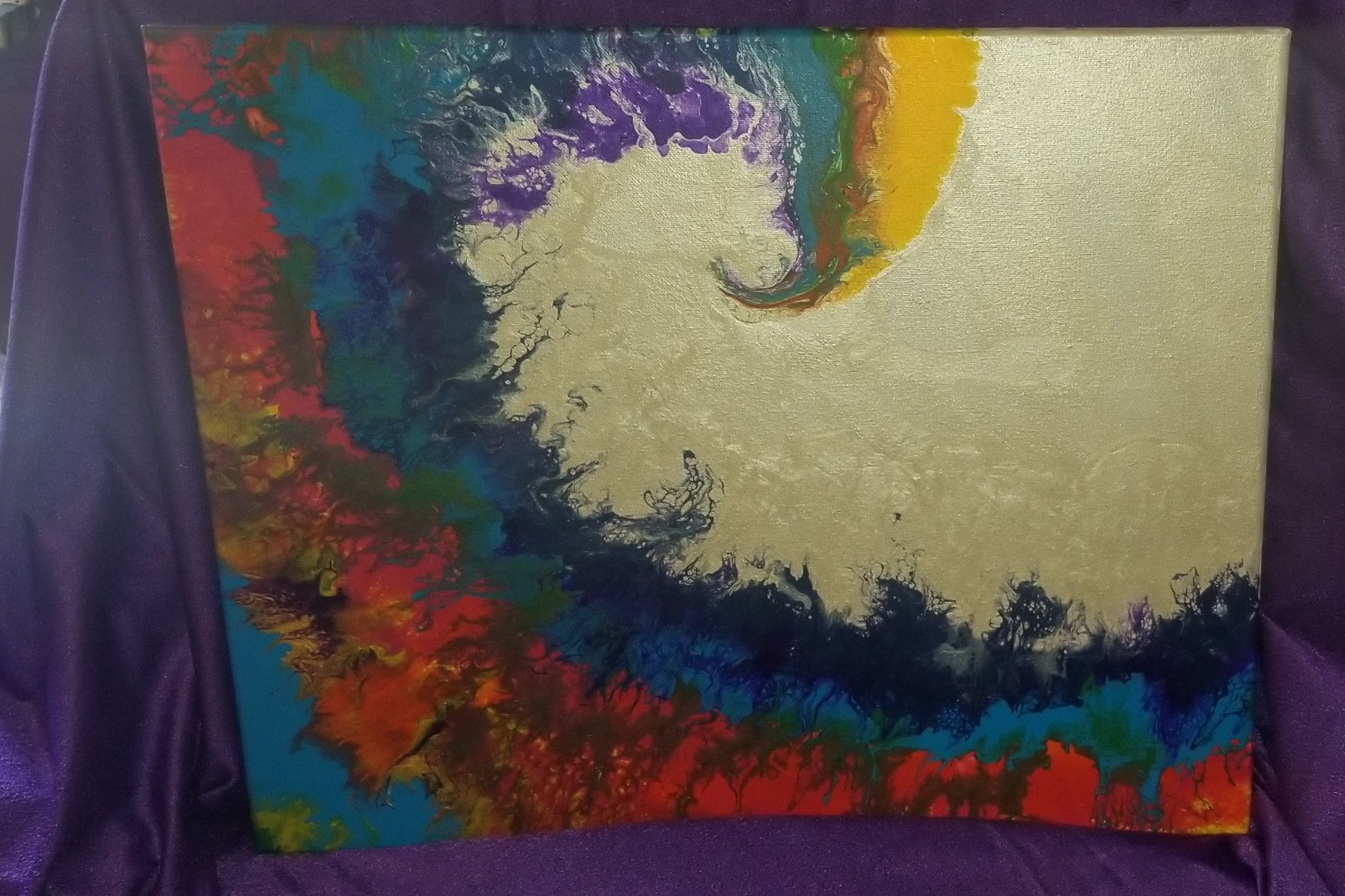 Hand painted original acrylic fluid on wrapped canvas