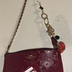 coach Red Leather Print Nolita 