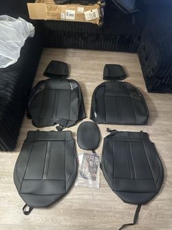 bgucar Black Leather Seat Covers for Tacoma Gen 3rd (2016-2023) Full ySet