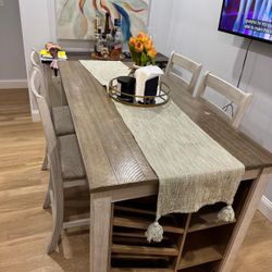 Juego De Comedor Alto De 4 Silla Y Vinera Incluida 