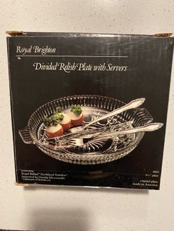 Divided crystal glass relish plate