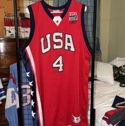 Vintage Reebok USA Basketball Allen Iverson #4 Jersey Mens 48 Red Stitched Y2K