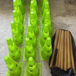 10 Sets Dog Agility Hurdle Cone Set 20 Pcs Exercise Cones with 10 Pcs Rods Adjustable Obstacle Portable Agility Training Equipment