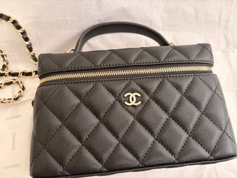 Chanel Black Slim Vanity Case Caviar with Chain