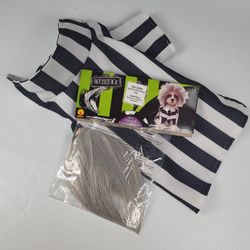 Pet Rubie's BEETLEJUICE Costume Jacket with Dickie & Wig Size S