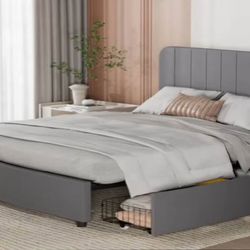 Brand new queen size bed frame with headboard and 4 of drawers