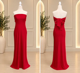 Scarlet Affair Strapless Bow-Back Maxi Dress