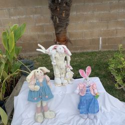 Vintage Handmade Rabbits For Decoración