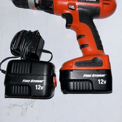 Black & Decker Fire Storm 12v Drill And Battery