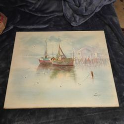 OIL ON CANVAS SIGNED JOHN LUINI PAINTING 