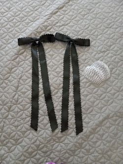 Long Black Bows & Clear French Combs