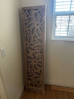 4-Panel Wooden Folding Room Divider Decorative Carved Privacy Screen 67” Tall