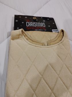 HOLIDAY TREE SKIRT 52"-QUILTED/PADDED BUTTERY TAN COLOR