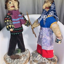 Norwegian and/or Scandinavian Folk Art Dolls Representing a Husband/Wife.   Both are 20”H X 10”W.