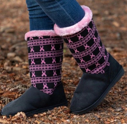 Pink Ribbon Knit Boots from The Animal Rescue Site Greater Good Store - Size 8