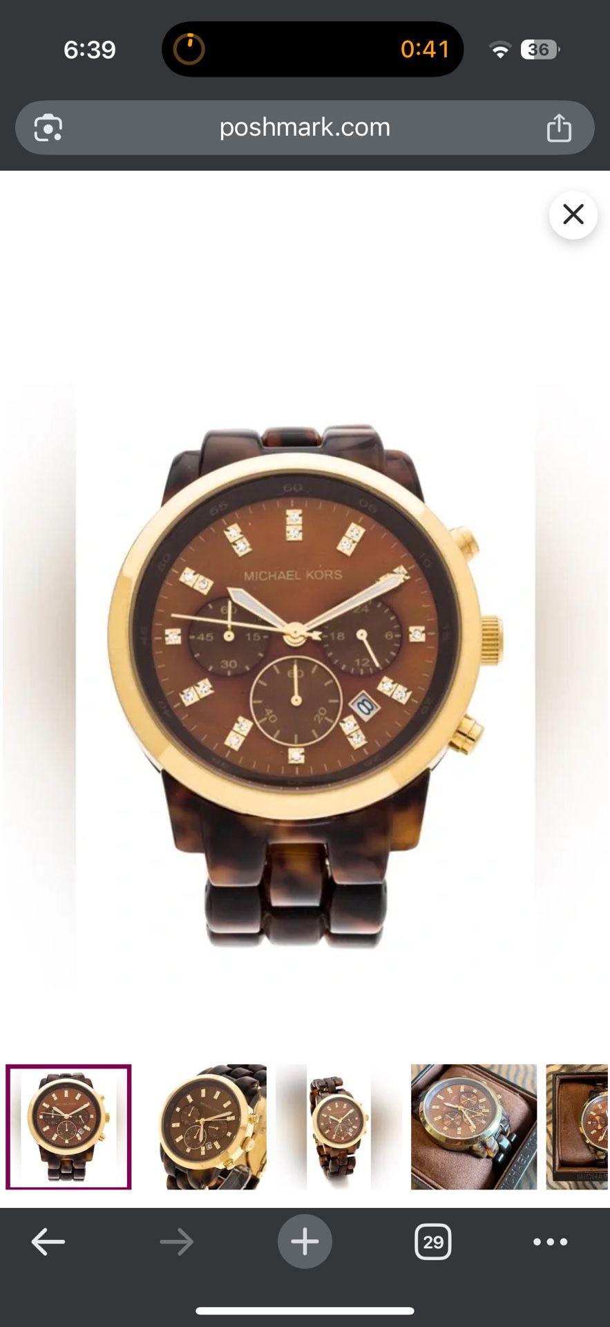 Michael Kors Crystal Tortoise Shell Acrylic Watch