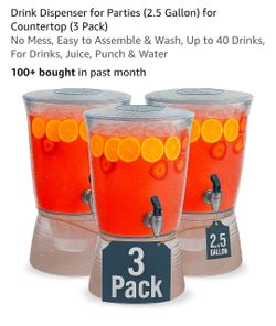 2.5 Gallon Drink Dispenser with Spigot – 3 Pack