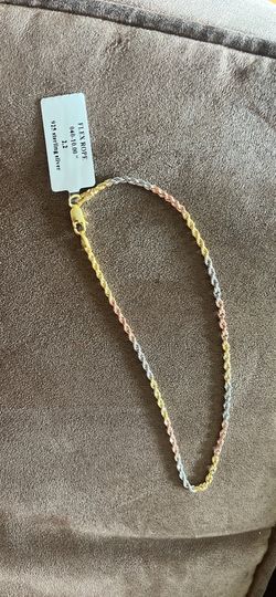 TRI COLOR STERLING SILVER ANKLET